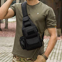 Нагрудная однолямочная городская сумка через плечо большая, мужская тактическая военная на грудь или пояс