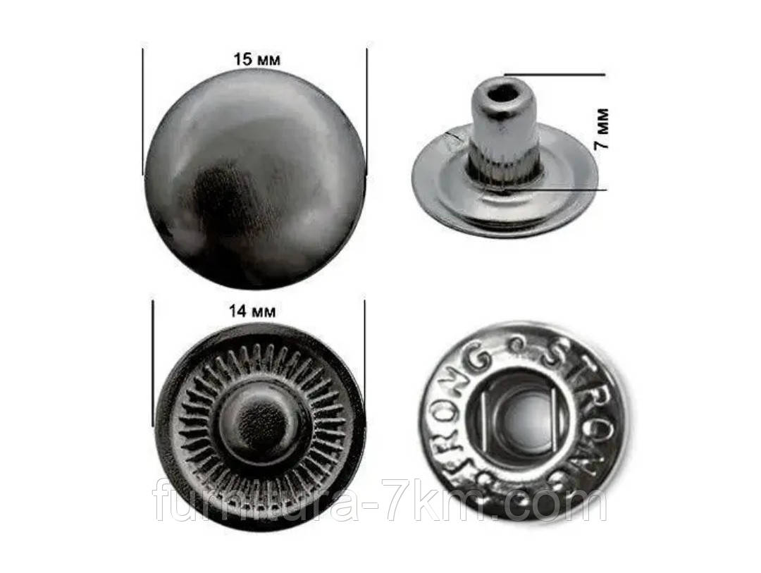 Кнопка альфа 15мм (т.нікель). STRONG.
Турція -720шт/уп., фото 1