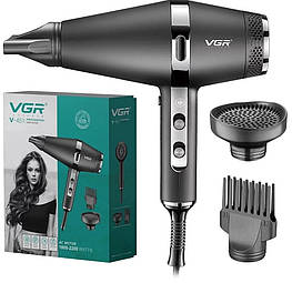 Фен для волосся VGR V-451 Professional (2200 Вт, іонізація, турбо режим, 3 насадки, 2 швидкості)