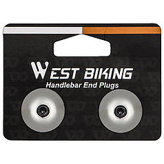 Заглушки на кермо West Biking YP0804058 Silver для велосипеда