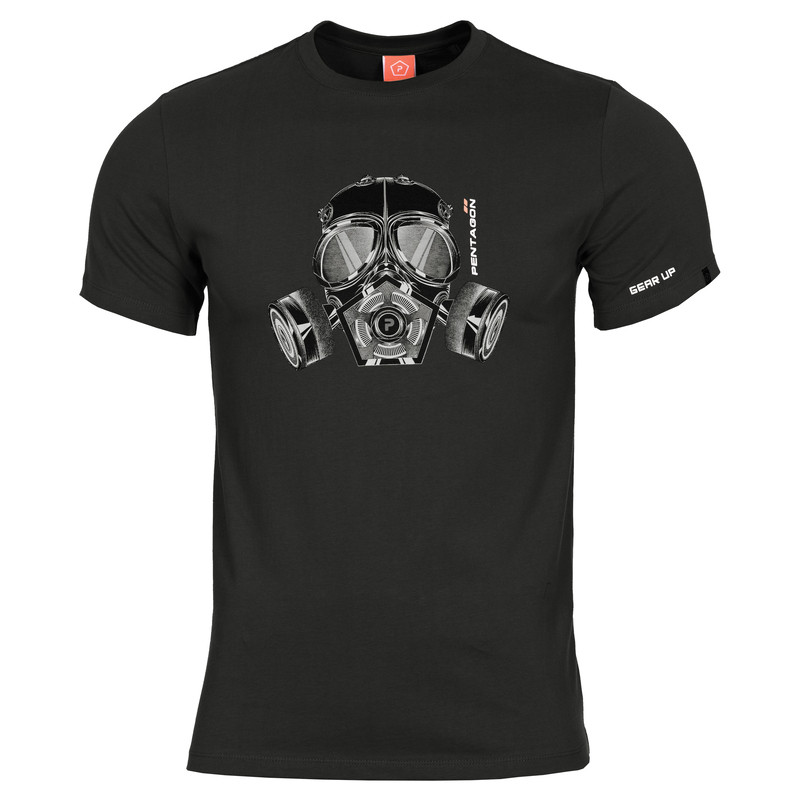 Футболка Pentagon AGERON GAS MASK K09012-GM Large, Чорний