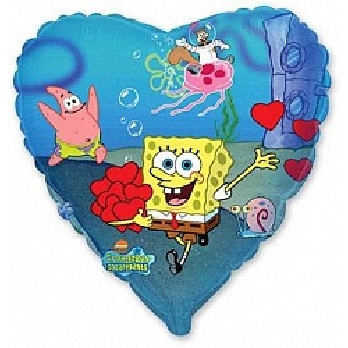 Sponge Bob  серце фольговане Спанч Боб з гелієм см
