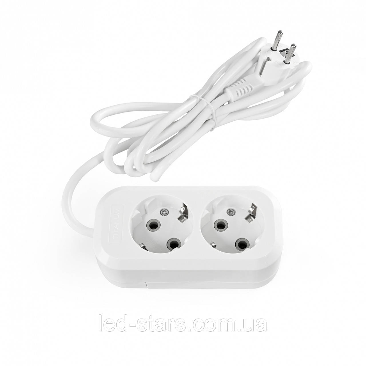 Подовжувач мережевий із заземленням 2 гнізда 3м (3x1.5мм) білий TITANUM STANDARD, фото 1