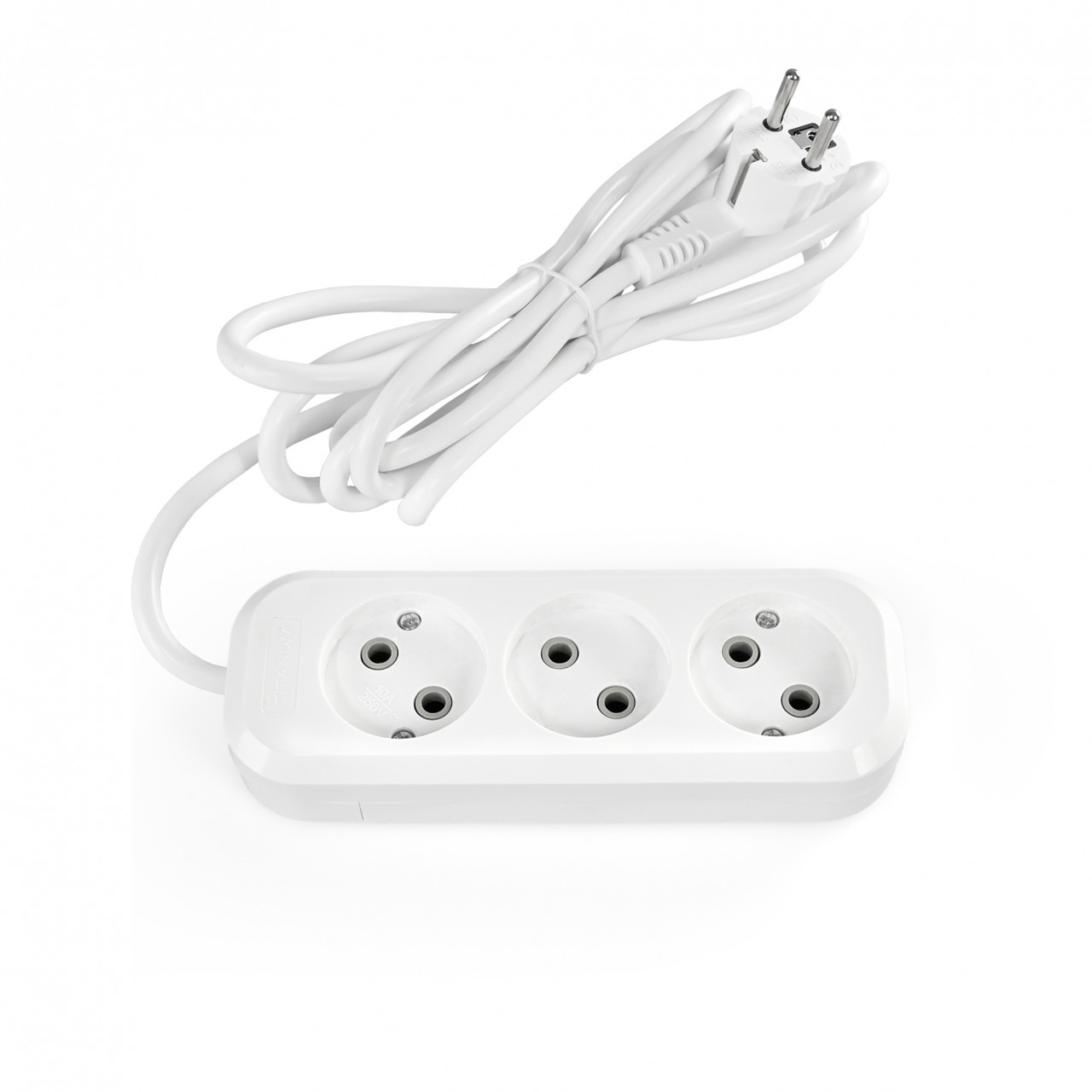 Подовжувач мережевий без заземлення 3 гнізда 3м (2x1мм) білий TITANUM STANDARD, фото 1