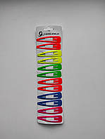 Шпильки тик-так бавовняні для волосся човники метал кольорові 6,3 см, набір 6 пар, різні