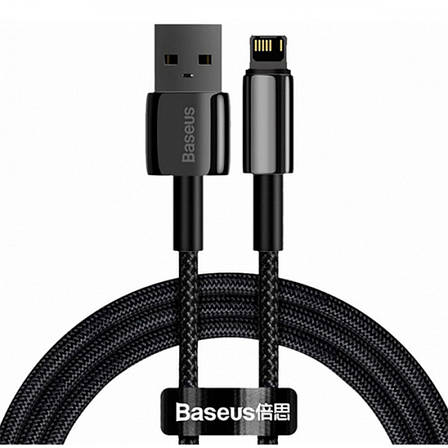 Кабель Baseus Tungsten Gold Fast Charging Lightning 2.4A (1m) black, фото 2