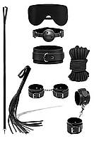 Набір садо мазо бдсм з наручниками Бондаж Кляп із затискачами на соски 7 предметів Чорний (130-007)