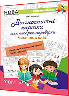 1 клас нуш. Читання. Діагностичні картки для експрес-перевірки. Дидактичні матеріали. Харченко. Основа
