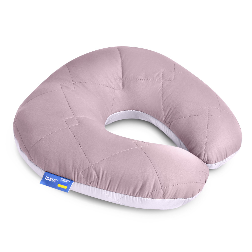 Подушка  ТМ IDEIA рогалик для подорожей Travel 32х32 см св.сірий/білий, фото 1