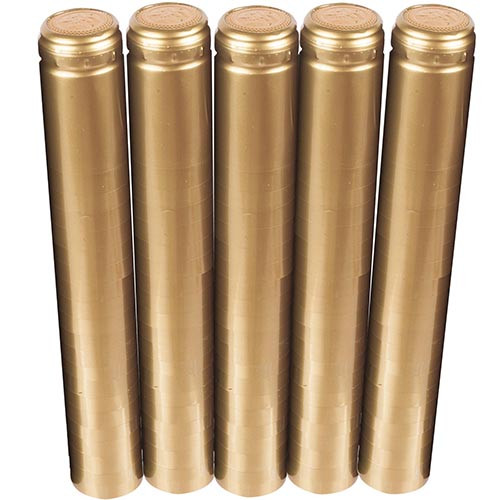 Термоусадочні ковпачки для винних пляшок 100 шт - золото, фото 1