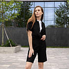 Жіночий літній костюм лляний Сорочка + Шорти чорний повсякденний, фото 3