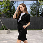 Жіночий літній костюм лляний Сорочка + Шорти чорний повсякденний, фото 4