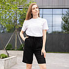 Жіночий літній костюм лляний Сорочка + Шорти чорний повсякденний, фото 5
