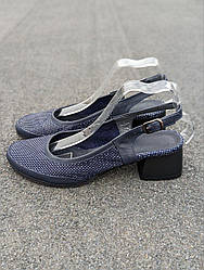 STTOPA Розміри 36-44. Босоніжки великих розмірів шкіряні. Каблук 4,5 см. 324-3644-45 Сині