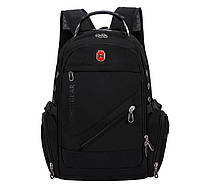 Рюкзак чоловічий Swissgear 8810 міський з ортопедичною спинкою, відділом для ноутбука, USB-портом (чорний)