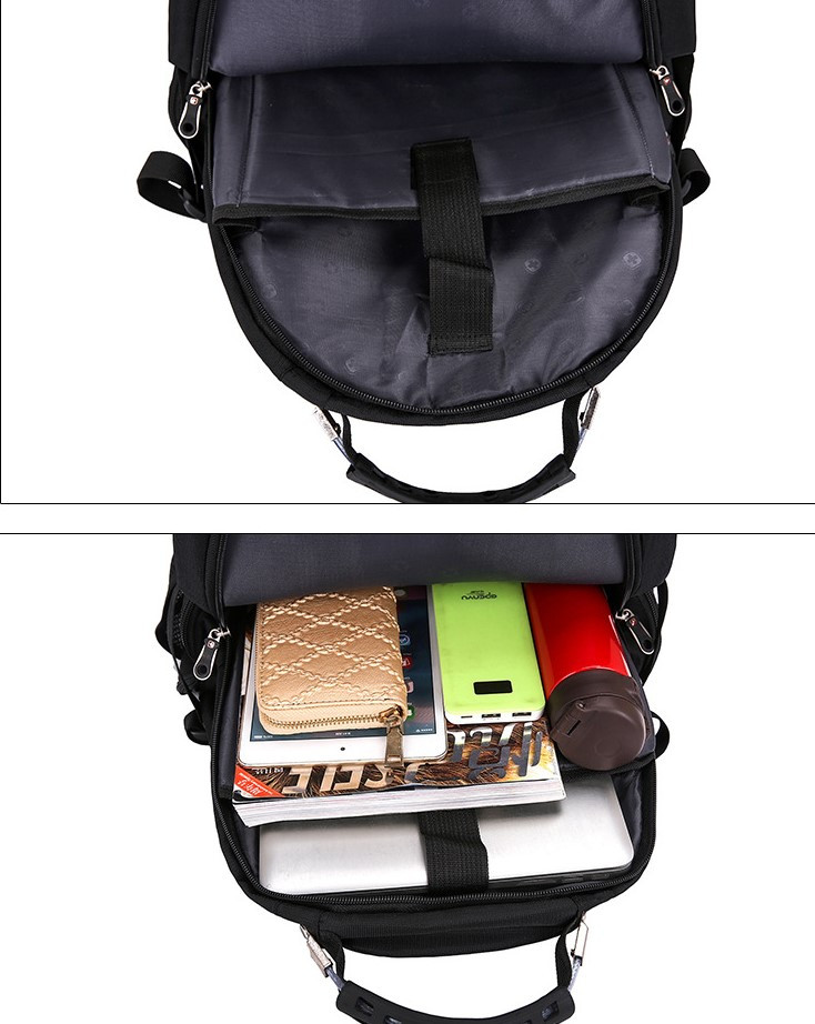 Рюкзак мужской Swissgear 8810 городской с ортопедической спинкой, отделом для ноутбука, USB портом (черный) - фото 10 - id-p1870030061