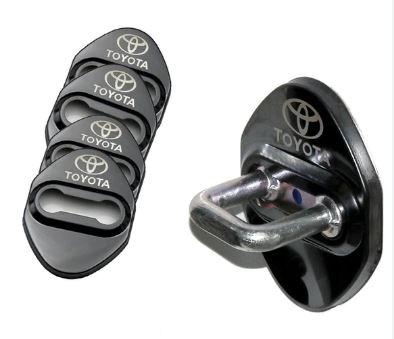 Накладка на дверний замок з емблемою TOYOTA (ТОЙОТА) Комплект 4 шт колір черный ТИП Б