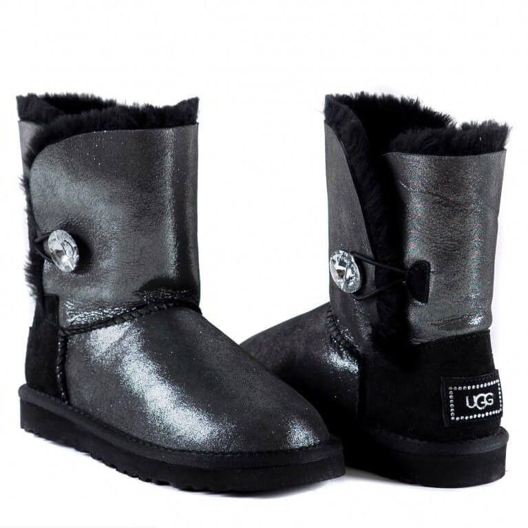 UGG Bailey Button I DO Black-99 UGG Чорний — Срібло (Silver) 36 (5) Жіночий Замша (просочення) 22 см