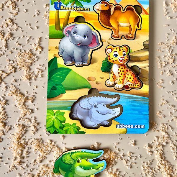 Дерев'яні вкладки (рамка-вкладка) "Тварини Африки - 2" (фон із підказкою)