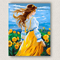 Интерьерная картина-постер на стену Девушка с подсолнухами 30*20 Оригами OP 5337 Маленькая