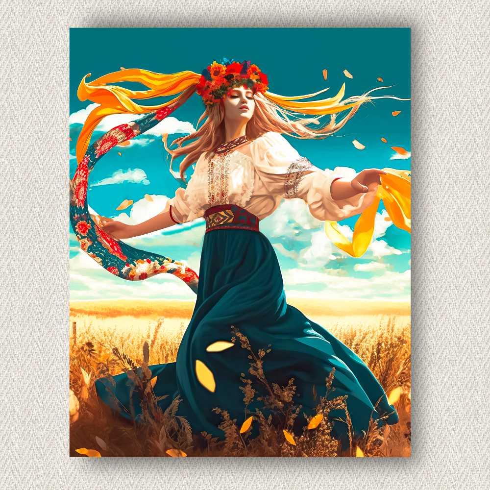 Інтер'єрна картина-постер на стіну Українка у танці 30*20 Орігамі OP 5338 Маленька