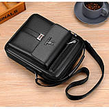 Чоловіча сумка через плече Weixier Барсетка Чоловіча сумка для документів Чорна, фото 5