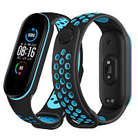 Ремешок Double Color Metal Clasp для Xiaomi Mi Band 5 / 6 Black-Blue