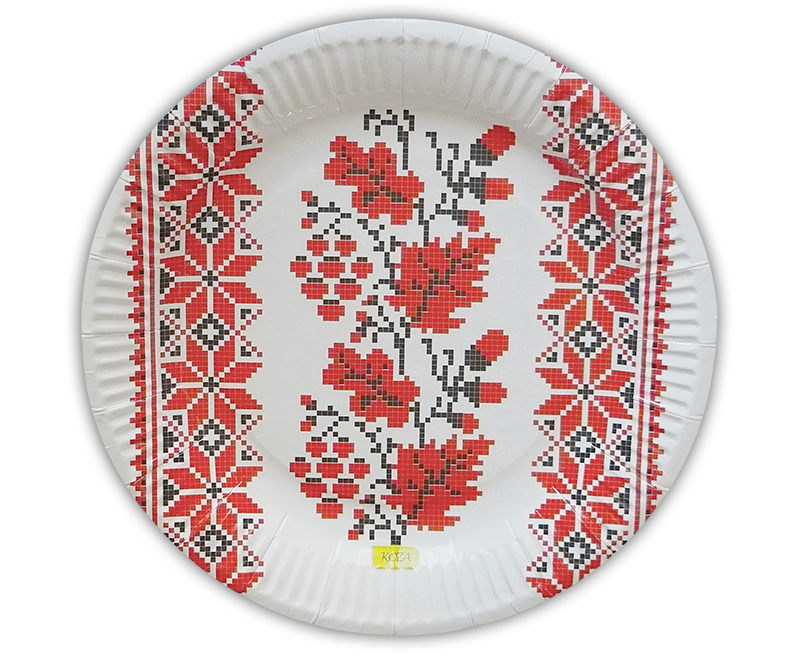 Паперові тарілки KOZA Style Вишиванка 23см 10шт/уп