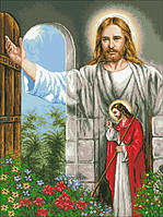 Алмазная мозаика АМГ-001. Ісус стукає в двері 60х80см (без подрамника)