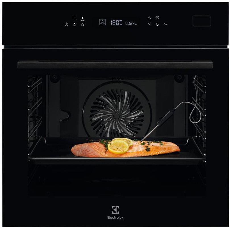 Electrolux Духова шафа електрична, 70л, А+, пара, дисплей, конвекція, ф-ція пароварки, чорний