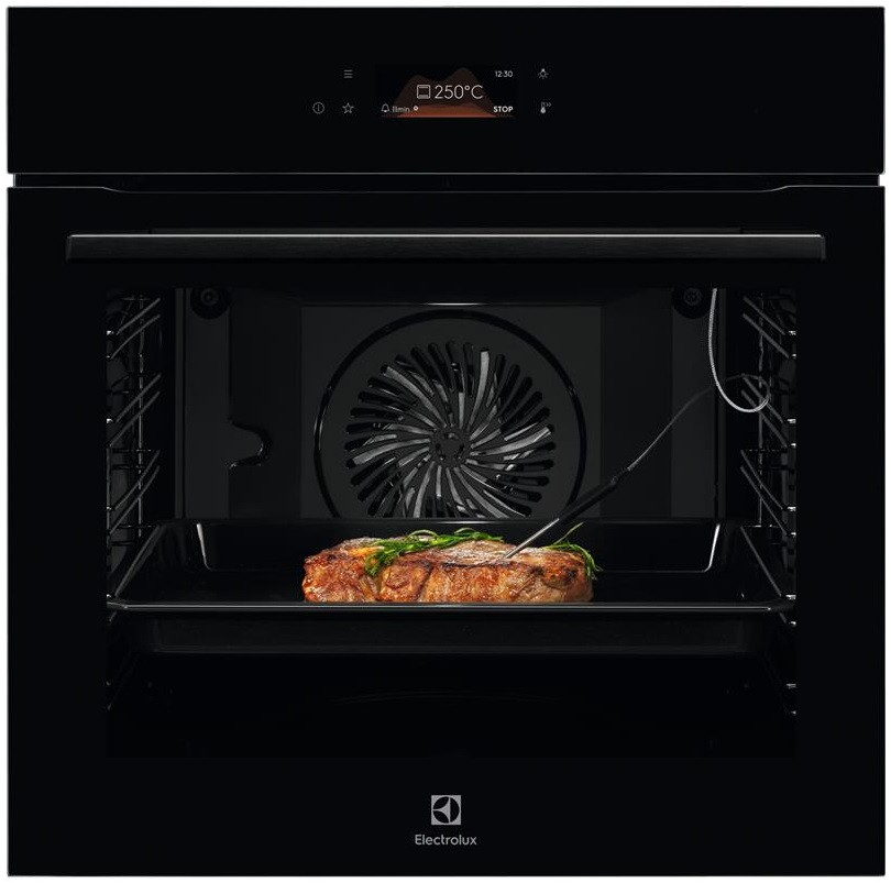 Electrolux Духова шафа електрична, 71л, A++, пара, дисплей, конвекція, піроліз, телескопічні напрямні, чорний