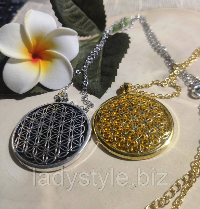 подвеска с цветком жизни от студии LadyStyle.Biz серебряные серьги диопсид жадеит купить украшения серьги серебро
