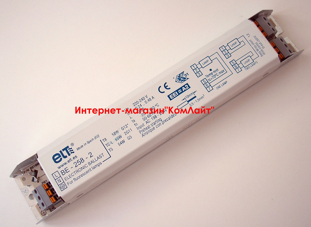 Балласт электронный ELT-BE-258-2 1-2x54/55/58W 220-240W (Испания) - фото 4 - id-p216083590