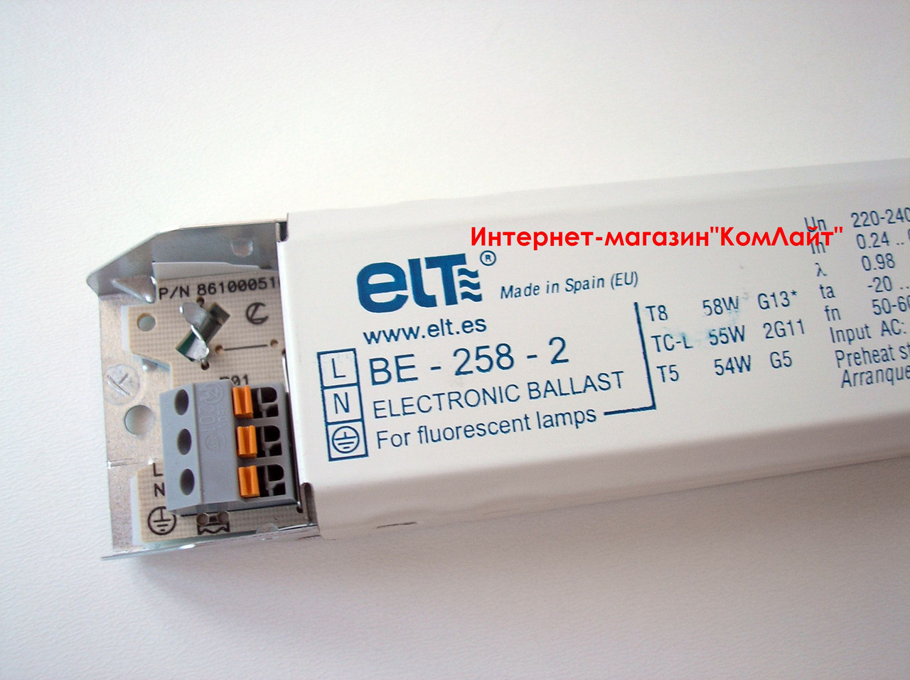 Балласт электронный ELT-BE-258-2 1-2x54/55/58W 220-240W (Испания) - фото 6 - id-p216083590