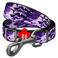 Поводок для собак нейлоновый WAUDOG Nylon Фиолетовый камо регулируемый Ш 15 мм Дл 152-183 см