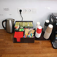 Набір для кав'ярні TeaParty Comfort+Progress підставка для чаю та стаканчиків (лхдф) на 13 (9+4) відділень CD Венге