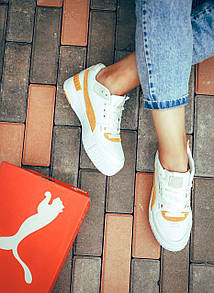 Кросівки жіночі білі Puma Cali Sport Heritage White and Yellow (03867)