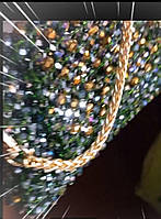 Сумка из хрусталя (8мм) зеленого цвета с желтым отливом