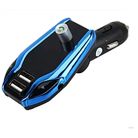 FM модулятор автомобільний трансмітер синій X8 Plus Bluetooth 2 USB AUX