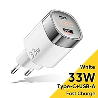 Сетевое зарядное устройство Essager 33W GaN III PD USB-C+USB-A Fast Charge с дисплеем JT-P18 White