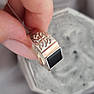 Печатка срібна з золотими вставками та чорним оніксом, фото 6
