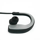 Бездротові навушники для спорту сірі з чорним вакуумні блютуз навушники із завушним кріпленням Pom Gear P9X, фото 4