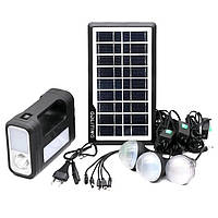 Портативная система освещения GDLite GD-8017 Фонарь + 3 LED лампы + солнечная панель 4000 mAh (3_02433)