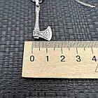 Срібна підвіска Скандинавська бойова Сокира і ланцюжок плетіння бісмарк срібло чорнене 925 проби, фото 7