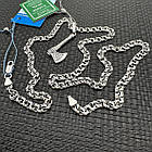 Срібна підвіска Скандинавська бойова Сокира і ланцюжок плетіння бісмарк срібло чорнене 925 проби, фото 2