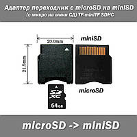 Адаптер переходник с microSD на miniSD (с микро на мини СД) TF-miniTF SDHC