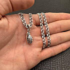 Срібна підвіска Граната і ланцюжок плетіння бісмарк срібло чорнене 925 проби, фото 4