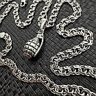 Срібна підвіска Граната і ланцюжок плетіння бісмарк срібло чорнене 925 проби, фото 2