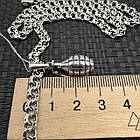 Срібна підвіска Граната і ланцюжок плетіння бісмарк срібло чорнене 925 проби, фото 6