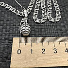 Срібна підвіска Граната і ланцюжок плетіння бісмарк срібло чорнене 925 проби, фото 7